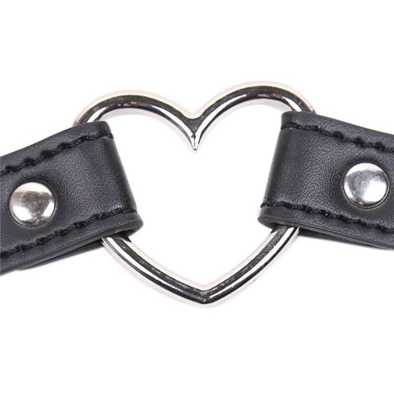 Black PU Leather Love Heart-shaped Neck Collar/ Sex Collar/ Slave Neck Ring/Neck Collars Ring/Sex Toys For Couple Adult Games O2