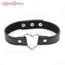 Black PU Leather Love Heart-shaped Neck Collar/ Sex Collar/ Slave Neck Ring/Neck Collars Ring/Sex Toys For Couple Adult Games O2
