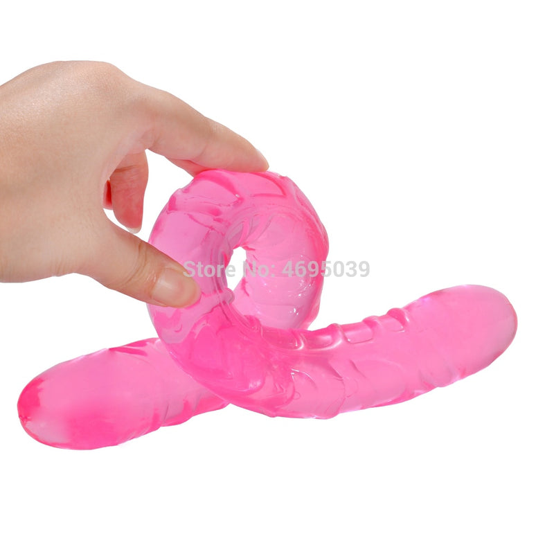 Double Long Realistic Dildos Cock Lesbian Vaginal Anal Plug Flexible Soft Jelly Fake Penis For Women Dildos Sex Toys Horse Dildo