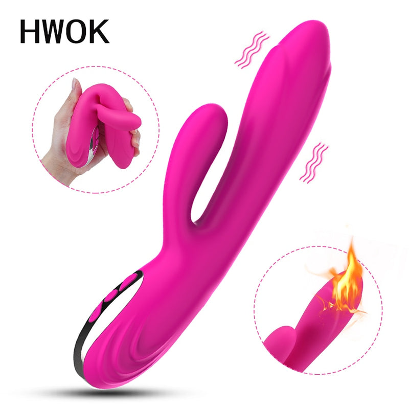 Heating Dildo Rabbit Vibrators for Women Female Masturbator Erotic Sex Toys for Adults Vagina Massager Intimate Goods Stimulator