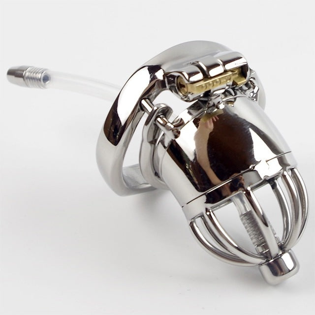 304 Stainless Steel Chastity Device With Urethral Sounds Catheter And Spike Ring S/L Size Cock Cage Choose Male Chastity Belt