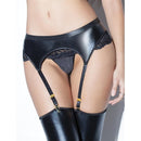 Suspenders Women Sexy Garter Belt For Stocking Faux Leather Black High Waist Lace Stitching Porte Jarretelle Femme PS5151