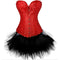 New Sexy Gothic Satin Lingerie Lace Corset Top + G-string + Skirt Bustier Mini Tutu Wedding Dress Costume Black Corset S-6XL