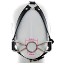 Leather head bondage restraint harness metal steel rings open mouth gag adult game SM blow job oral sex toy for women men couple