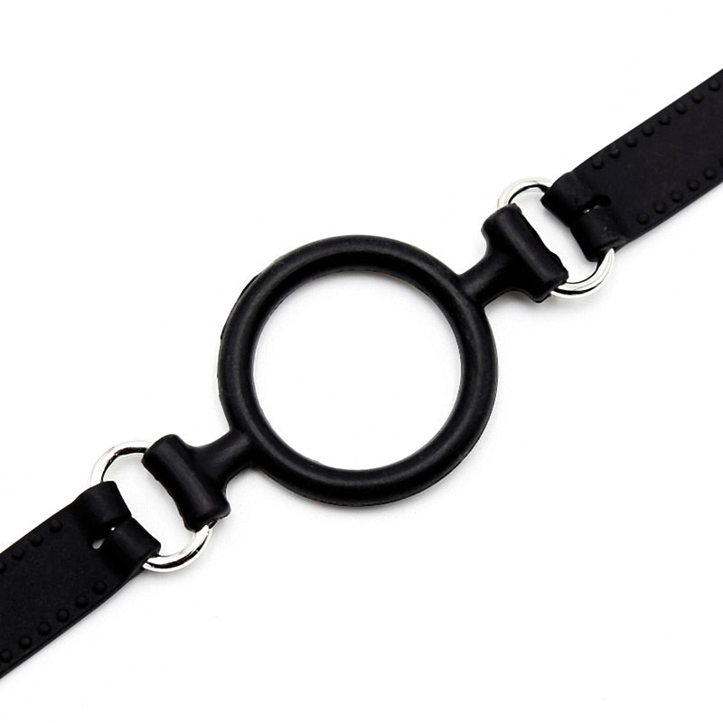 5 cm Silicone ring open mouth gag leather head bondage restraint fetish adult SM game oral sex toy for women men couple blow job