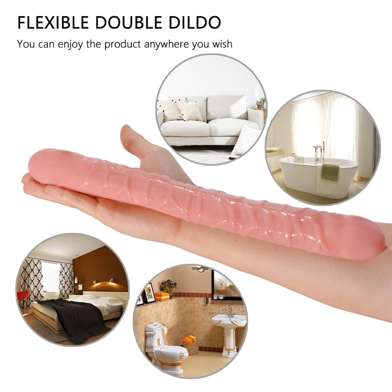 Long Realistic Dildo Double Ended Fake Jelly Penis Erotic with 10 Speed Bullet Vibrator for Women Lesbian Butt Plug Sex Shop