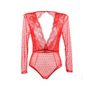 Deep V Neck Lace Bodysuit Long Sleeve Backless Skinny Mid Waist Stretchy Lace Body Mujer Top Sheer Mesh Bodysuit Women RS80776