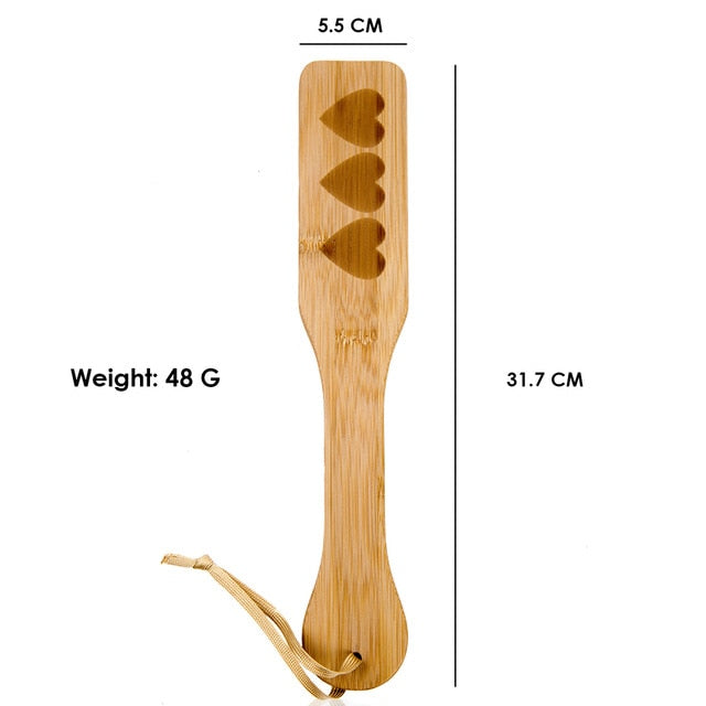 Natural Bamboo SM spanking paddle print wood clap slap flap pat beat whip lash flog ass butt adult slave game sex toy for couple