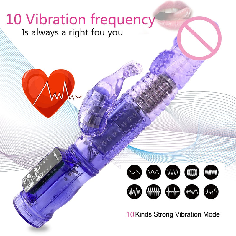 Man nuo Dual Motor Dildo Rabbit Vibrator 12 Speeds Vibration Rotation Sex Toy for Women G Spot Massager Clitoris Stimulator Sexo