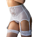 Women White Lace Garter Belt 6 Straps Jartiyer Sexy High Waist Garter Lingerie Open Crotch Garter Panty XL 2XL 3XL PS5140