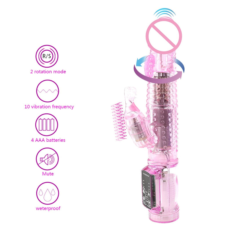 10 Speeds Rotation Rabbit Vibrator Sex Toys for Women Jelly G Spot Dildo Vibrator Body Massager Female Masturbator Adult Product