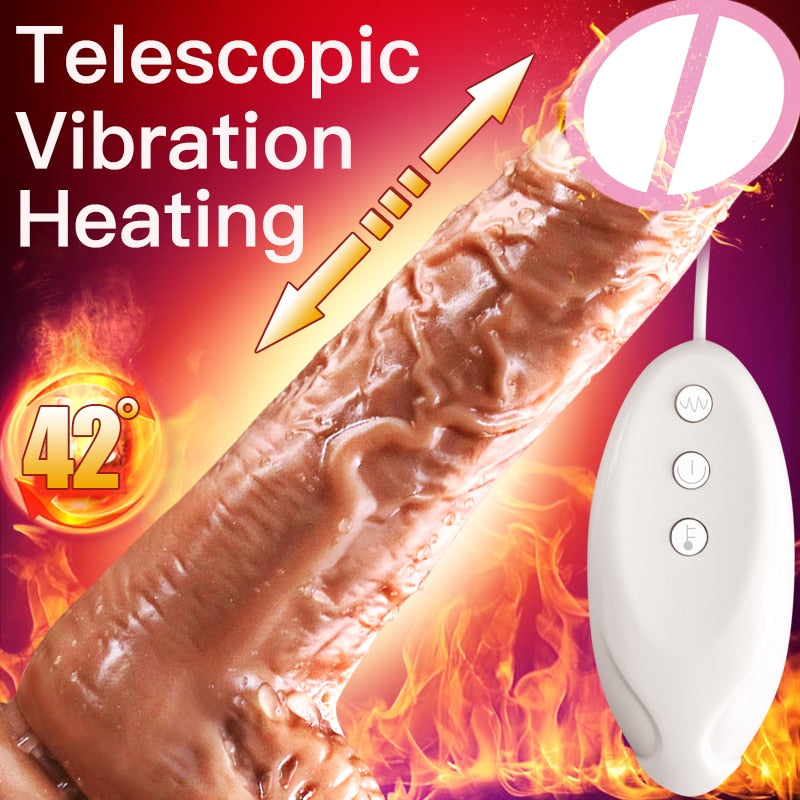 Automatic Telescopic Heating Huge Realistic Dildo Vibrator Machine Peristalsis Penis Vibrator Sex Products Adult Toys For Women