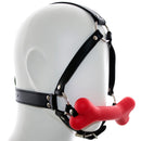 Silicone dog bone leather head bondage restraint harness open mouth gag fetish SM adult game oral sex toy for women men couple