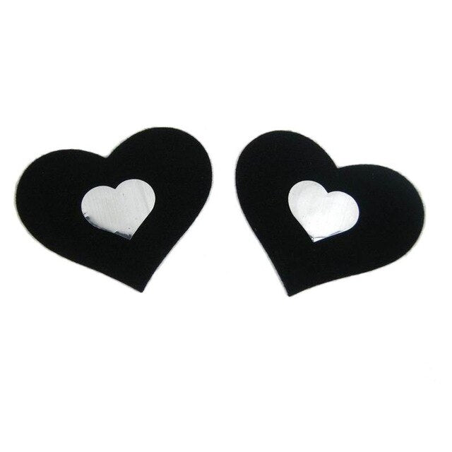 Women Heart Shape Breast Petals Grid Lace Contrast Color Nipple Covers Sexy Invisible Bra Pad For Intimate Accessories NCS096