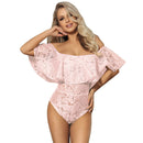 Ruffles Off Shoulder White Lace Bodysuit High Street M xxxl Plus Size Sexy Jumpsuit Women Rompers Embroidered Teddies RS80496