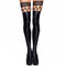 Bas Femme Sexy Faux Leather Hold Up Stockings One Size Black Solid Lace up Fetish Over Knee Stockings Sexy Kousen RS80432