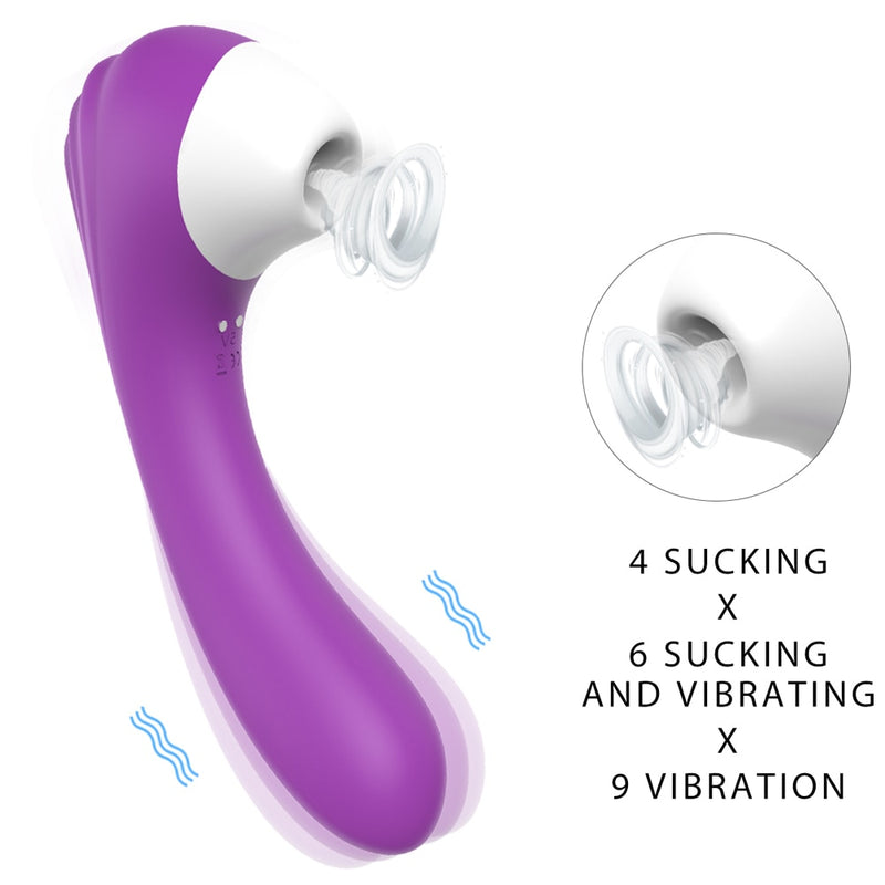 Dual Stimulation Clit Sucker G Spot Dildo Vibrator with 6 Sucking Intensities 9 Strong Vibration Modes Sex Toys for Women 2 in 1