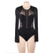 Female Body For Women Black Solid Long Sleeve Mesh Bodysuit Sexy Transparent Button Woman Body Top O Neck Skinny Bodysuit RS8075