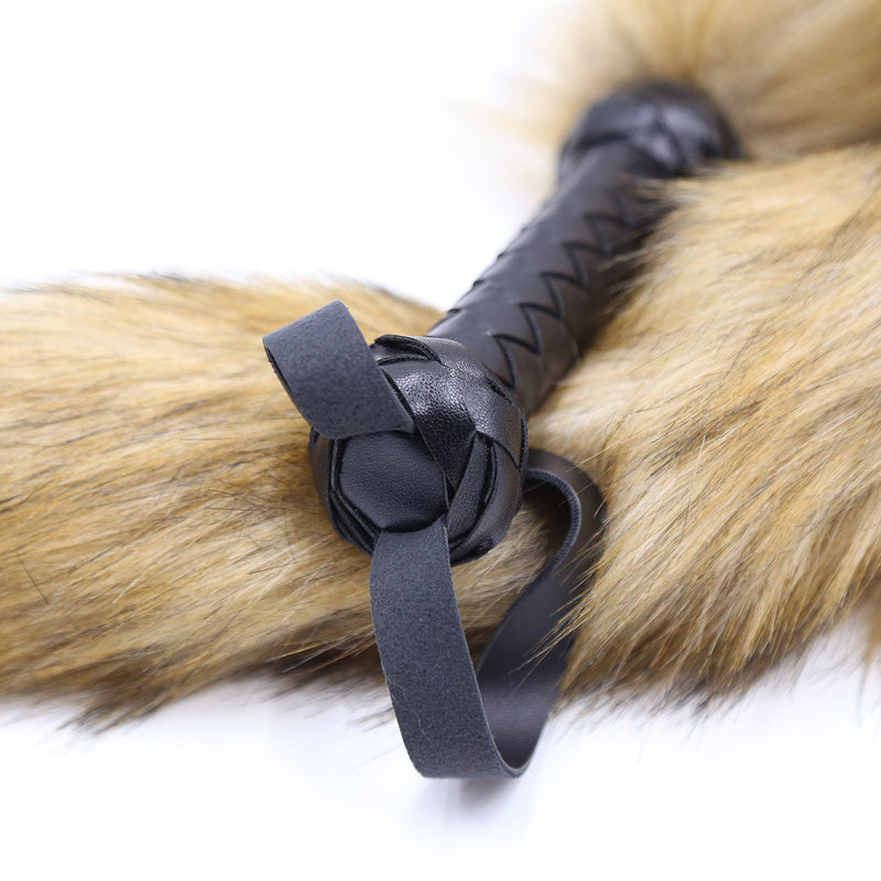 PU Leather Handle Fox Tail Fake Fur Whip Fetish Ass Spanking Paddle Bondage Whip BDSM Flirt Slave Erotic Sex Toys For Couples