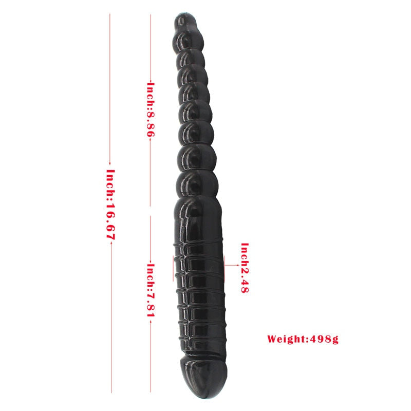 40cm Flexible Soft Dildo Vagina and Anal Sex Products Double Dildos Women Gay Lesbian Anal Dildo And Beads Dual-use Sex Toy