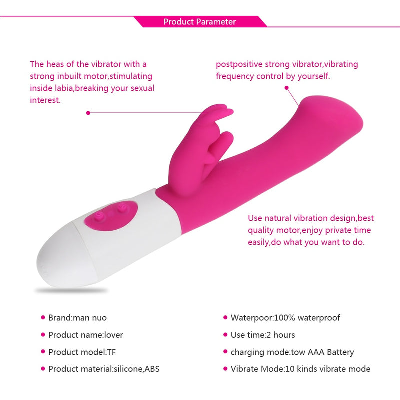 Dual-Action Rabbit Vibrators  Clitoral G-Spot Massage Dildo Vibrator Vagina Shocker Sex Toys For Women Female Masturbator
