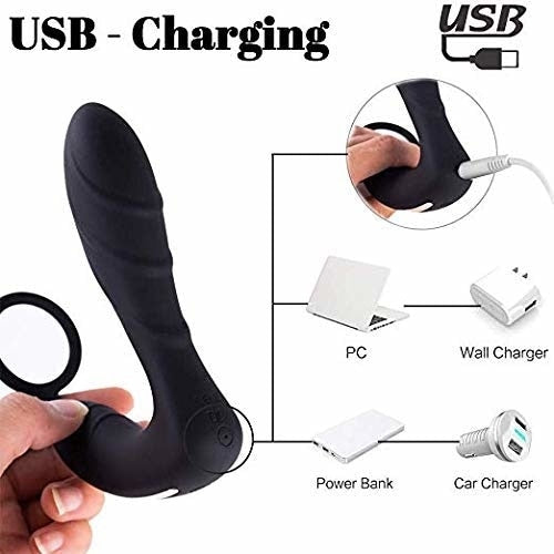 APHRODISIA USB Male Prostate Massage With Ring Remote Control Anal Vibrator Silicon Sex Toys For Men Butt Plug Penis Training