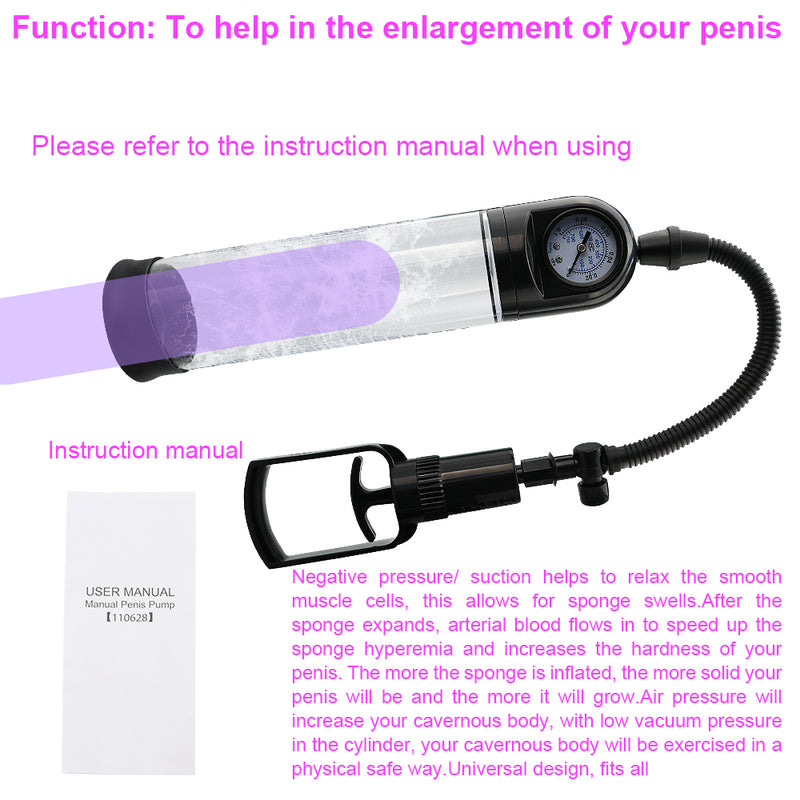 Beginner Male Personal Care Manual Pump Air Vacuum Extender Enlargement Men Dick Erection Assisting Massage Enhancer Device