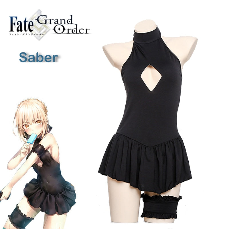 SNAILIFY Anime FGO Sexy Alter Saber Cosplay Fate Grand Order Swimsuit Women Fate Stay Niight Black Sukumizu Swimwear