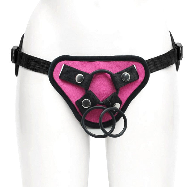 Adjustable Black Plush Strap-on Harness Lesbian Dildo Accessories Bondage Adult Strapon Penis  Sex Toys for Women