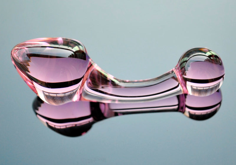 Pink Crystal Pyrex Glass Butt Plugs Set