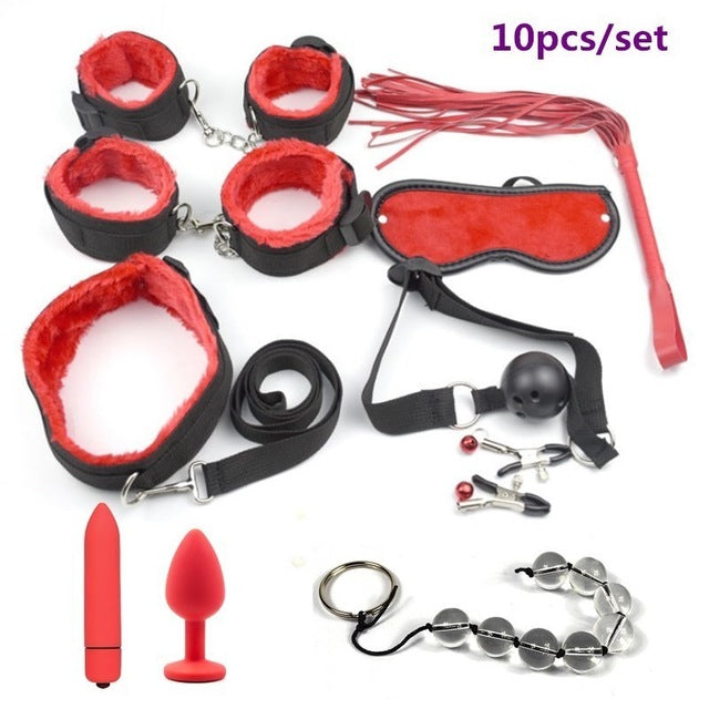 Sex Handcuffs Whip Rope Sex Bondage Restraint Set Anal Plug Bullet Vibrator Sex Toys for Couples BDSM Bondage Exotic Accessories