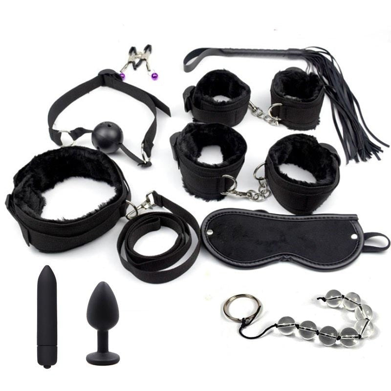 Sex Handcuffs Whip Rope Sex Bondage Restraint Set Anal Plug Bullet Vibrator Sex Toys for Couples BDSM Bondage Exotic Accessories