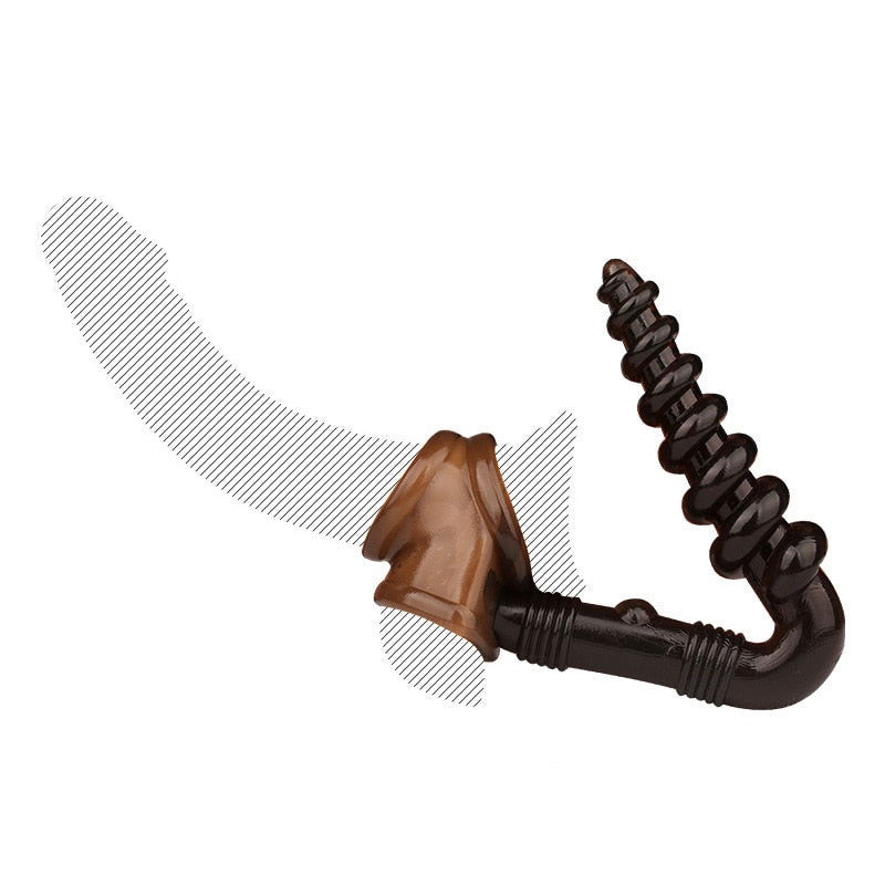 Silicone Spiral Shaped Anal Hook With Cock & Ball Restraint