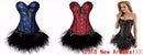 Women Burlesque Dancer Dress Witch Halloween Sexy Underbust Bustier Corset Mini skirt Gothic Corset Dress With Skirt 6XL