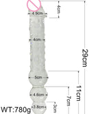 Huge 12 x 2.2 Inch Large Glass Dildo +3 Anal Beads