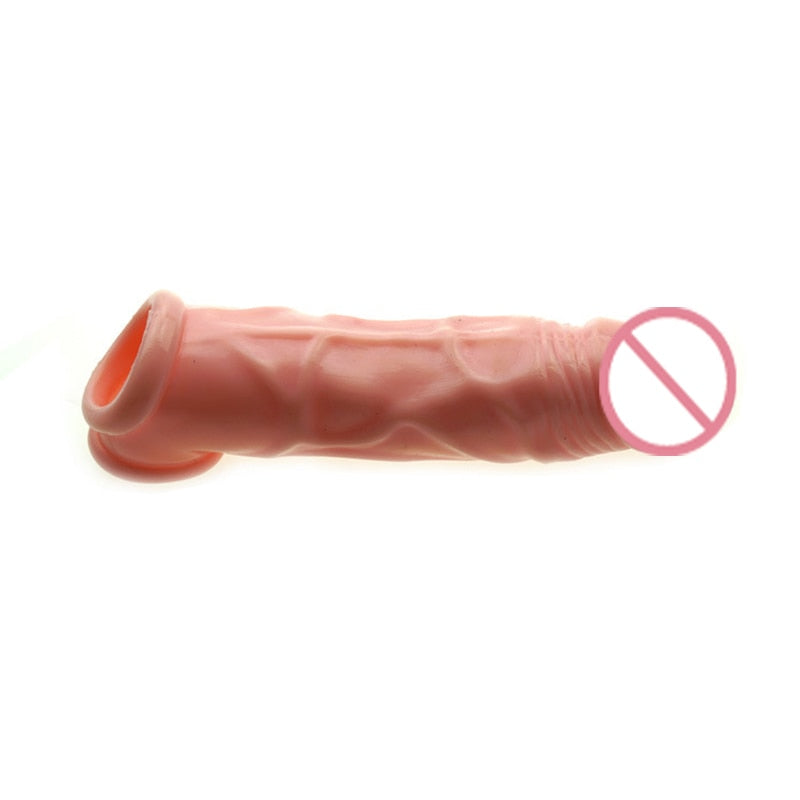 Silicone Penis Enlargement Condoms Penis Extension Sleeves for Adults Intimate Goods Reusable Condom Cock Rings Sex Toy for Man