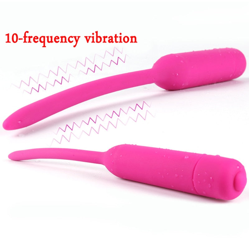 Vibrating urethral sounds penis plug silicoen sounding rod penis insertion toys vibrator sex toys for men dick urethral dilator