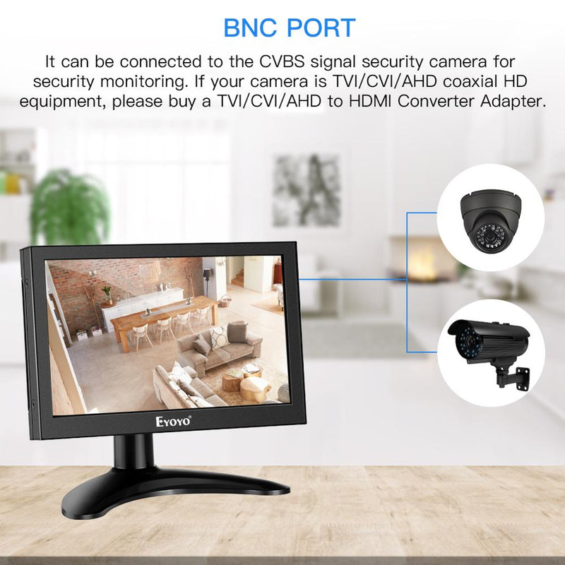 Eyoyo EM07H 7" IPS HDMI CCTV Monitor 1280x800 72% NTSC Computer TV Display LCD Screen High brightness BNC Security With VGA AV