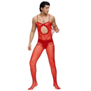Male Sexy Fishnet Bodystocking Hollow Out Sling Erotic Latex Catsuit Tights See-through Elastic Men's Spaghetti Strap MPS159