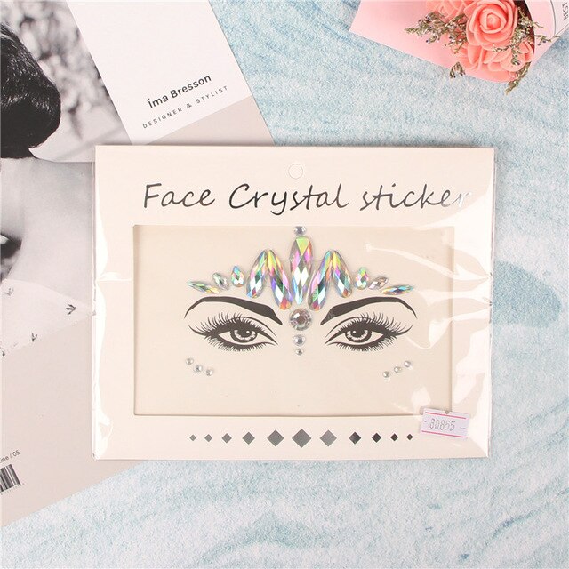 Eye Temporary Stickers Crystal DIY Eyebrow Face Body Art Glitter Jewels for Festival Party Makeup CS8085