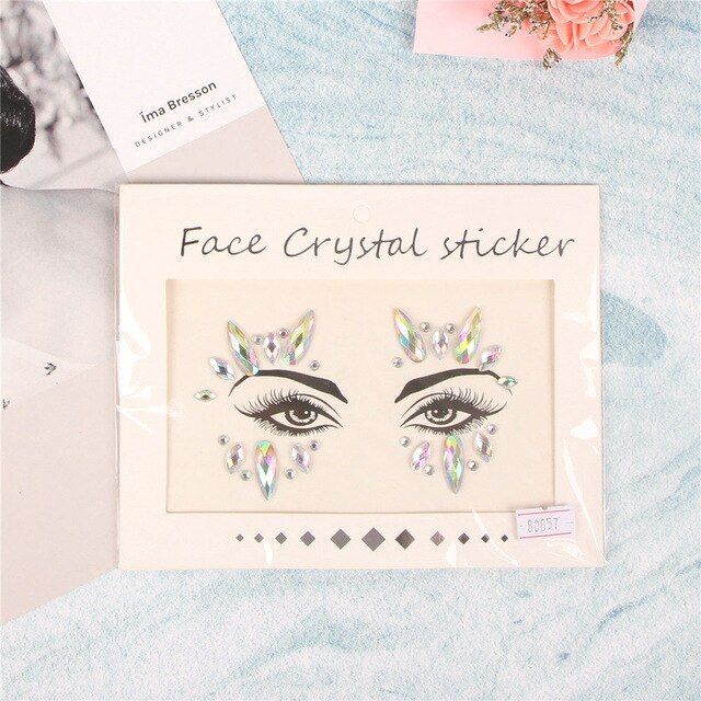 Eye Temporary Stickers Crystal DIY Eyebrow Face Body Art Glitter Jewels for Festival Party Makeup CS8085