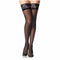 H6013 Lace printed edge see-through one size highly stretchable new arrival solid black super deal stocking for women