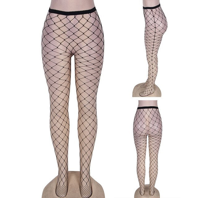 Sexy Nylon Stockings Femme Transparent Pantyhose Fishnet Stockings Hollow Out Mesh Thigh High Stocking HS3162