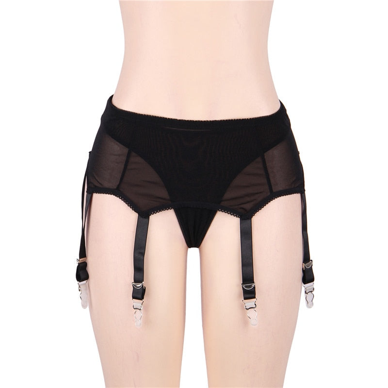 Plus Size Gothic Lace Garter Belt Panty Stitching High Waist Women Sexy Porte Jarretelle Vintage Backless Body Lingerie PS5182