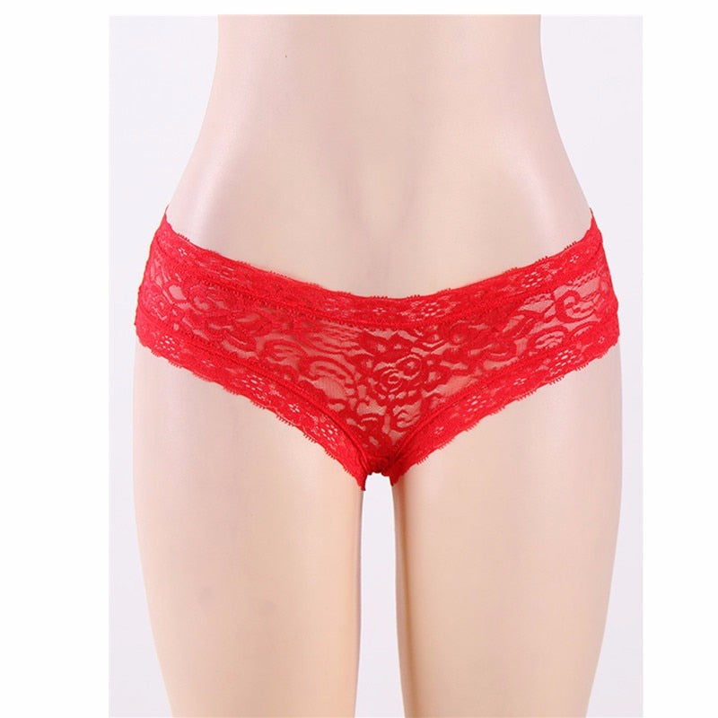 Womens Underwear Lingerie Red Black Cut Out See Though Knickers Tangas Women Sexy Bandage M XL 2XL 3XL Bragas Encaje PS5110