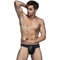 Lingerie Porno Homme Open Back String Tanga For Men Low Waist Black Tanga Hombre Lace Faux Leather Gay Panties S-XL MPS063