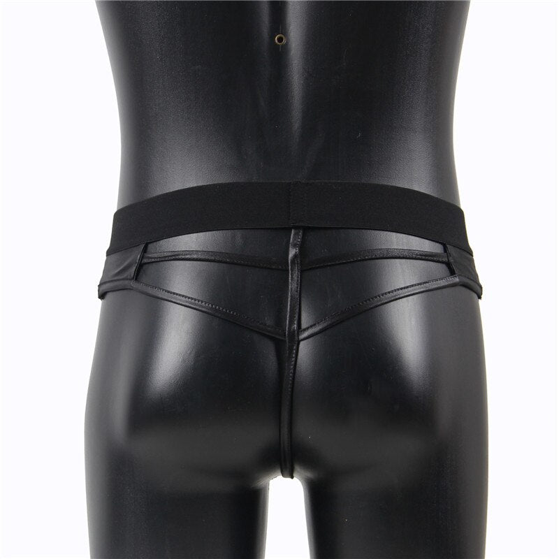 Sexy Gay Lingerie For Men Leather Solid String Homme Sexy S M L XL Low Waist Tight Breathable Mens Underwear Thong MPS062