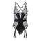 Satin Lace Patchwork Catsuit Women Black Blue See Through Bodysuits Plus Size Cross Back Sexy  Jumpsuits Rompers Femme RS80651