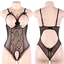 Patchwork Cupless Teddy Bodysuit Female Erotic Open Crotch Transparent Lenceria Mujer Sleeveless One-piece Sexy Lingerie RS80922