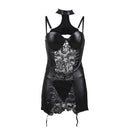 Halter Erotic Babydoll Lingerie Plus Size 5XL XL Sexy Women Leather Bielizna Erotyczna Backless Mesh Pactchwork Lace RS80385